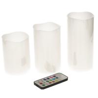 HI LED kaarsen - stompkaarsen - 3x stuks - color changing - met afstandsbediening