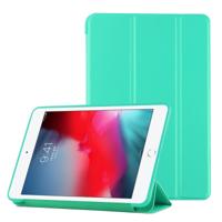 PU plastic bodem geval opvouwbare vervorming links en rechts Flip lederen draagtas met drie voudige beugel & Smart Sleep voor iPad mini 2019 (mintgroe
