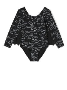 Stella McCartney Kids body à imprimé chauve-souris - Noir