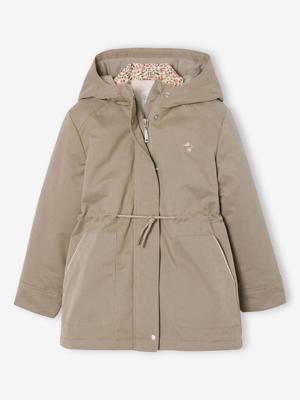 3-in-1 parka voor meisjes, parka en windjack met bloemenprint kaki