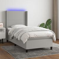 Boxspring met matras en LED stof lichtgrijs 80x200 cm