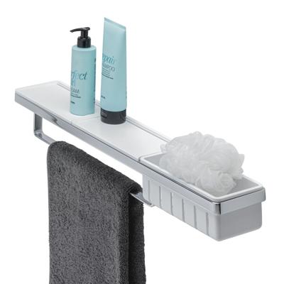 Planchet Geesa Frame | 63 cm | Met handdoekrek en douchemand | Wit-Chroom