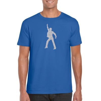 Disco thema verkleed t-shirt / kleding - blauw met zilver - voor heren - muziek / 70s / 80s
