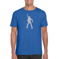 Disco thema verkleed t-shirt / kleding - blauw met zilver - voor heren - muziek / 70s / 80s