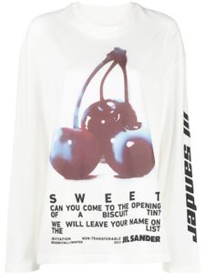 Jil Sander t-shirt imprimé à manches longues - Blanc