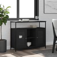 Dressoir 100x35x80 cm bewerkt hout zwart