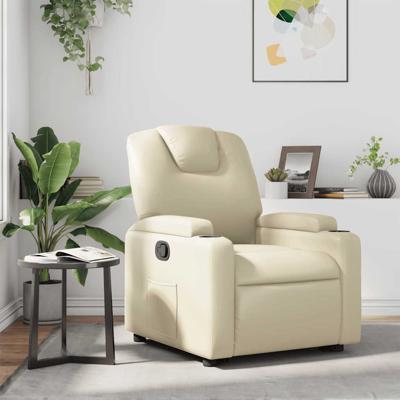 Fauteuil verstelbaar kunstleer crèmekleurig