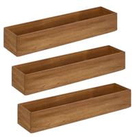 Bestekbak/keuken organizer - 3x - 1 vaks - Smart Desk serie - acacia hout - 8 x 38 x 7 cm Bestekbak/keuken organizer - 3x - 1 vaks - Smart Desk serie - acacia hout - 8 x 38 x 7 cm