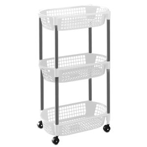 1x Witte opberg trolleys/roltafels met 3 manden 71 cm