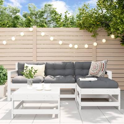 5-delige Loungeset massief grenenhout wit