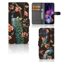 Motorola Moto G54 | Telefoonhoesje | Met pasjeshouder | Pauw met Bloemen Motorola Moto G54 | Telefoonhoesje | Met pasjeshouder | Pauw met Bloemen