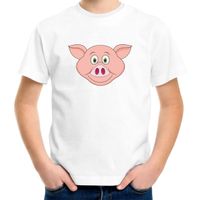 Cartoon varken t-shirt wit voor jongens en meisjes - Cartoon dieren t-shirts kinderen