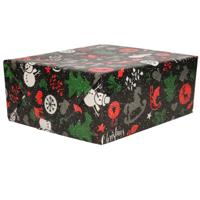 Kerst inpak/cadeaupapier rol - zwart - papier - 250 x 70 cm Kerst inpak/cadeaupapier rol - zwart - papier - 250 x 70 cm