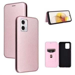 Motorola Moto G73 Flip Case met Kaartsleuf - Koolstofvezel - Rose Gold