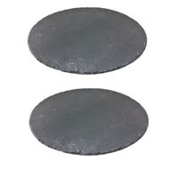 3x Leisteen serveerplanken/onderzetters 30 cm rond