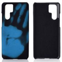 Plak de huid + PC thermische sensor verkleuring beschermende achterkant geval voor Huawei P30 Pro (blauw)