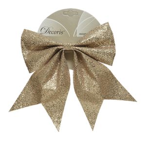 1x stuks decoratie strikken op clip champagne 20 x 24 cm