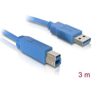 Delock USB-kabel USB 3.2 Gen1 (USB 3.0 / USB 3.1 Gen1) USB-A stekker, USB-B stekker 3.00 m Blauw Vergulde steekcontacten 82581