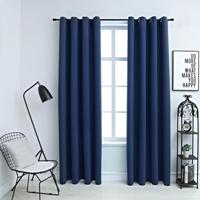 VidaXL Gordijn verduisterend met metalen ringen 2 st 140x175 cm blauw