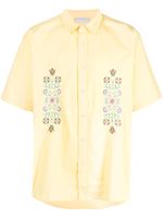 Drôle De Monsieur flower-embroidery cotton shirt - Jaune