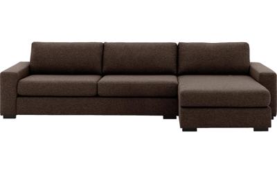Goossens Hoekbank Lucca Met Chaise Longue bruin, stof, 3-zits, stijlvol landelijk
