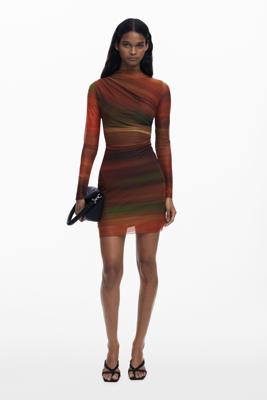 Kort geplooid tule jurk - ORANGE - S