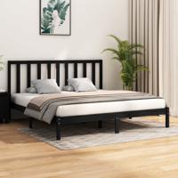 Bedframe massief grenenhout zwart 200x200 cm