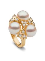 Yoko London bague en or 18ct sertie de diamants et de perles - Blanc - thumbnail