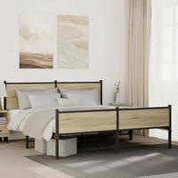 Bedframe zonder matras metaal sonoma eikenkleurig 160x200 cm