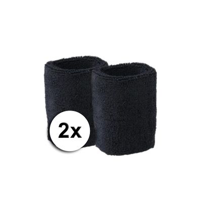 Goedkope zweetbandjes zwart 2 stuks