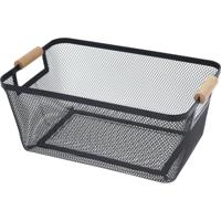 Opbergmand - met handgrepen - zwart - metaal - 35 x 23 x 16 cm - draadmand Opbergmand - met handgrepen - zwart - metaal - 35 x 23 x 16 cm - draadmand