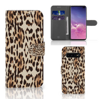 Samsung Galaxy S10 Plus Telefoonhoesje met Pasjes Leopard - thumbnail