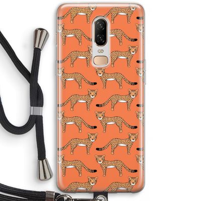 Cheetah: OnePlus 6 Transparant Hoesje met koord