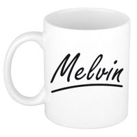 Naam cadeau mok / beker Melvin met sierlijke letters 300 ml