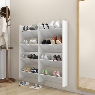 Wandschoenenkasten 4 st 60x18x60 cm spaanplaat hoogglans wit