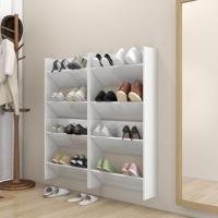 Wandschoenenkasten 4 st 60x18x60 cm spaanplaat hoogglans wit