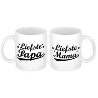 Liefste papa en mama mok - Cadeau beker set voor Papa en Mama   -