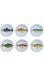 Fornasetti assiettes en porcelaine Piscibus (lot de six) - Blanc - thumbnail