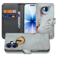 Book Case iPhone 17 Witte Kat Dierenprint Volledig Beschermd
