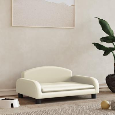 VidaXL Hondenmand 70x45x30 cm kunstleer crèmekleurig VidaXL Hondenmand 70x45x30 cm kunstleer crèmekleurig