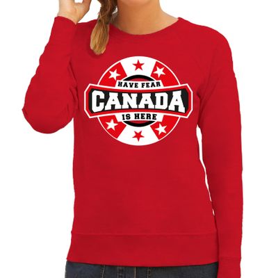 Have fear Canada is here / Canada supporter sweater rood voor dames Have fear Canada is here / Canada supporter sweater rood voor dames