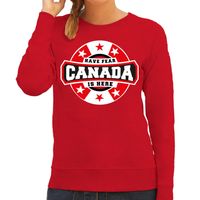 Have fear Canada is here / Canada supporter sweater rood voor dames - thumbnail