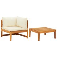 2-delige Loungeset met crèmewitte kussens acaciahout