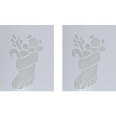 Kerst raamsjabloon kerst sok - 2x - wit - 35 cm - raamdecoratie - kerstversiering