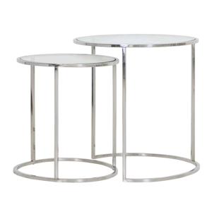 Bijzettafel Dennis nikkel + glas set van 2
