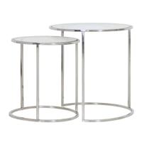 Bijzettafel Dennis nikkel + glas set van 2