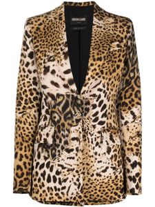 Roberto Cavalli blazer boutonné à imprimé animalier - Marron