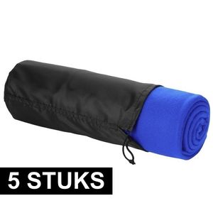 5x Fleece deken kobalt blauw 150 x 120 cm