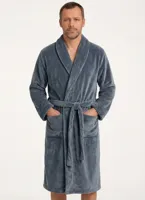 HL-tricot heren Fleece Badjas - Comfort - Warme winter ochtendjas - Zwart, Grijs, Donkerblauw - S - S - S - S - S - S - S - S