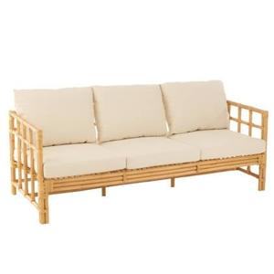 J-Line sofa Elise + kussen 3 Personen - rotan|textiel - naturel|wit